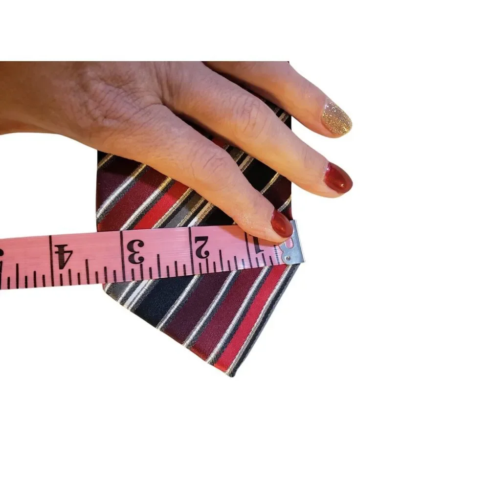 Croft & Barrow Neck Tie Mens Luxury‎ Black Red Burgundy Striped Business Casual